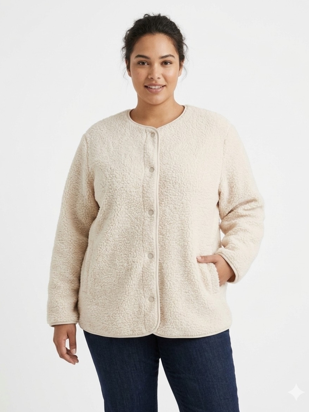 Old Navy Cream Sherpa Snap-Front Jacket